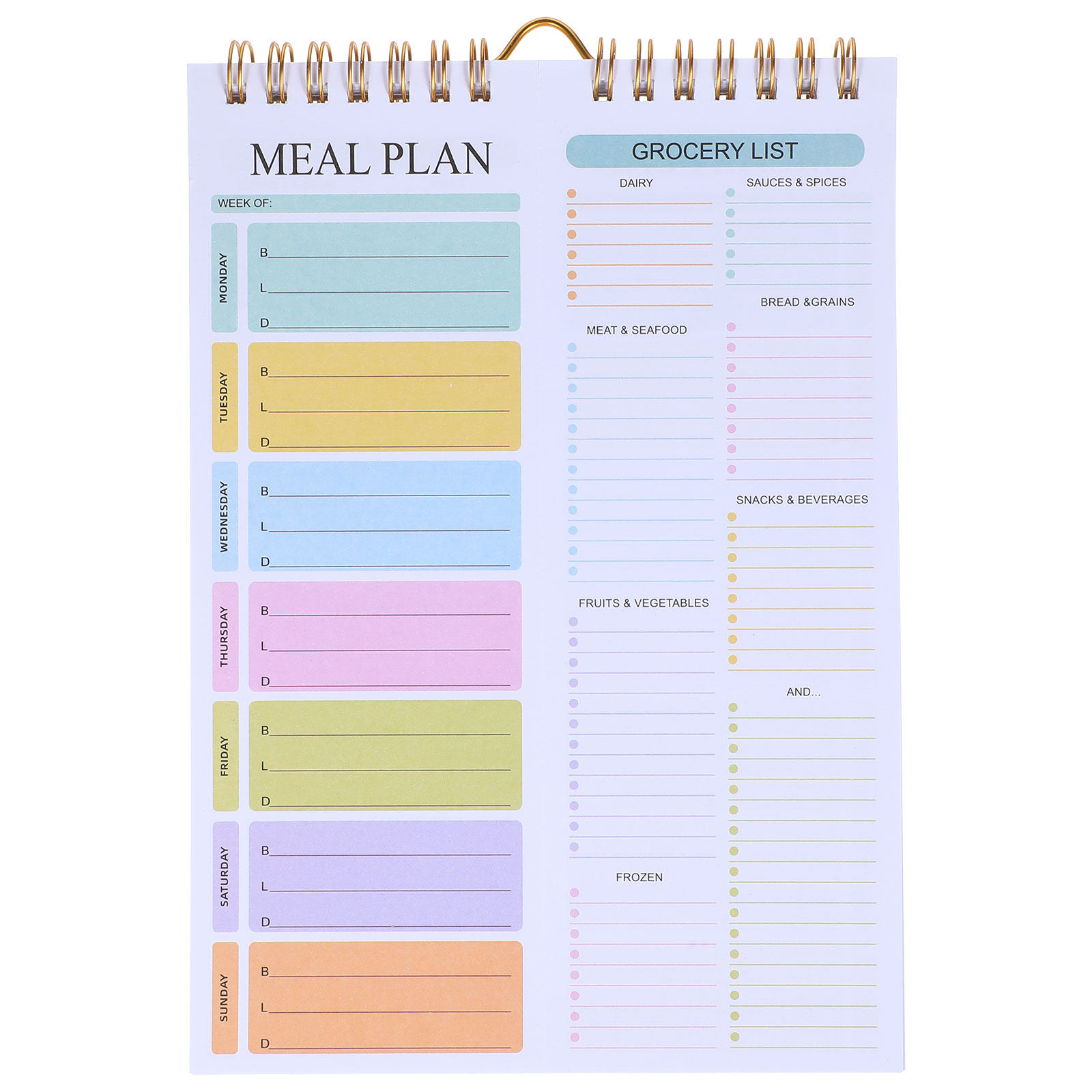 Meal Prep Grocery List - دفتر تخطيط الوجبات الأسبوعية A5 حلزوني