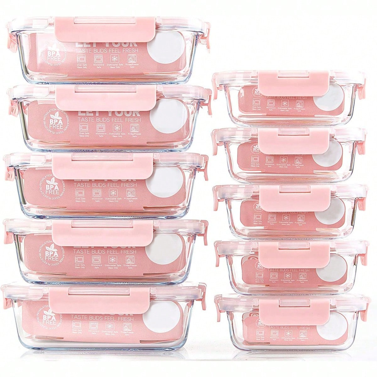 Meal Prep Lunch - 10 حاويات زجاجية لتحضير الوجبات، حاويات