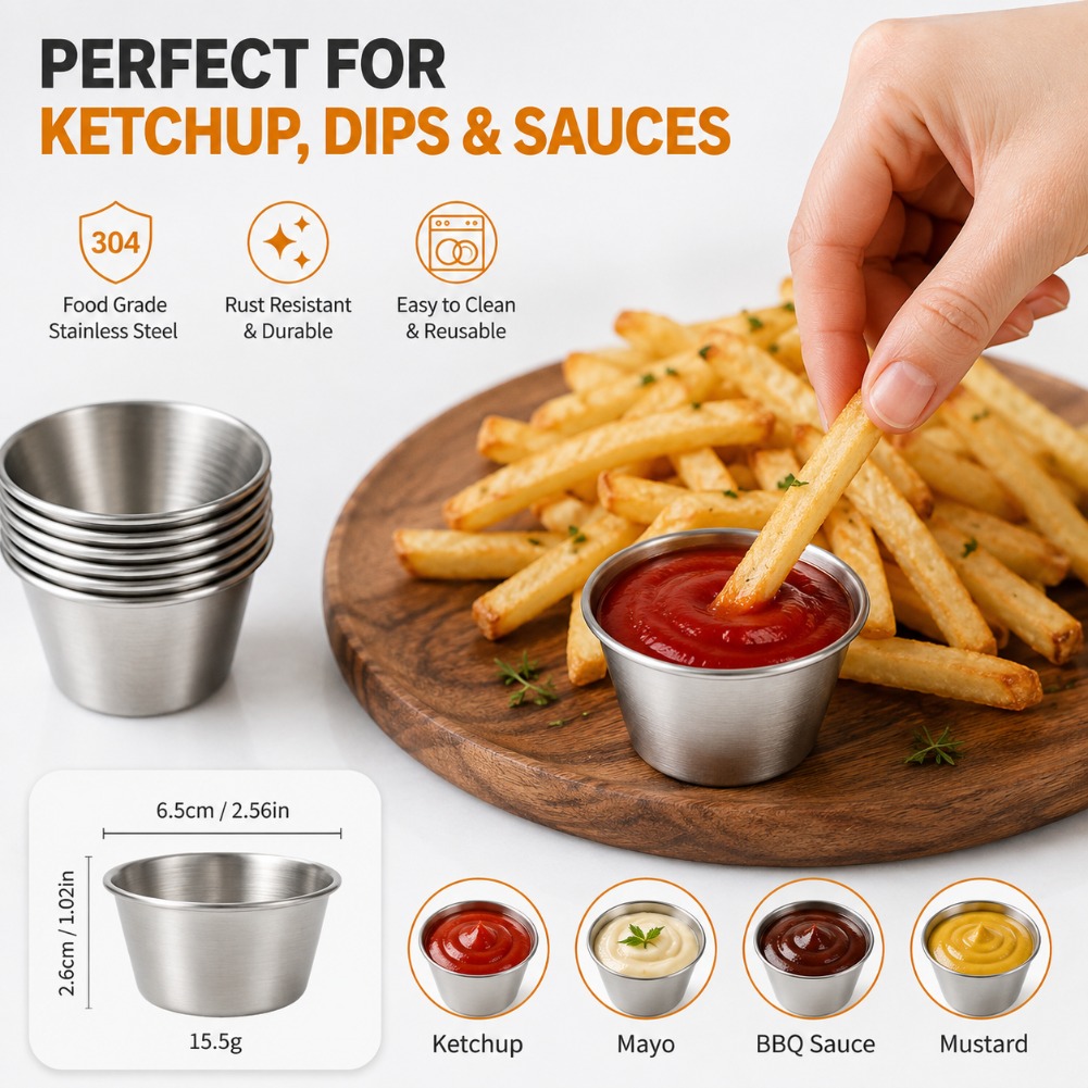 أكواب صلصة صغيرة من الفولاذ ال - مراجعة Sauce Dipping Cup وسعره